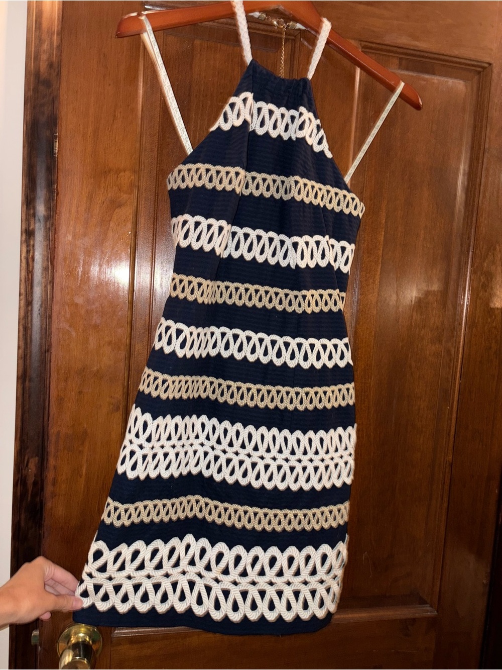 Lilly Pulitzer Navy and White Rope-Trim Halter Mini Dress